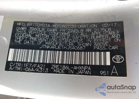 2017 Toyota Corolla Im from USA, damaged, VIN JTNKARJE1HJ540687